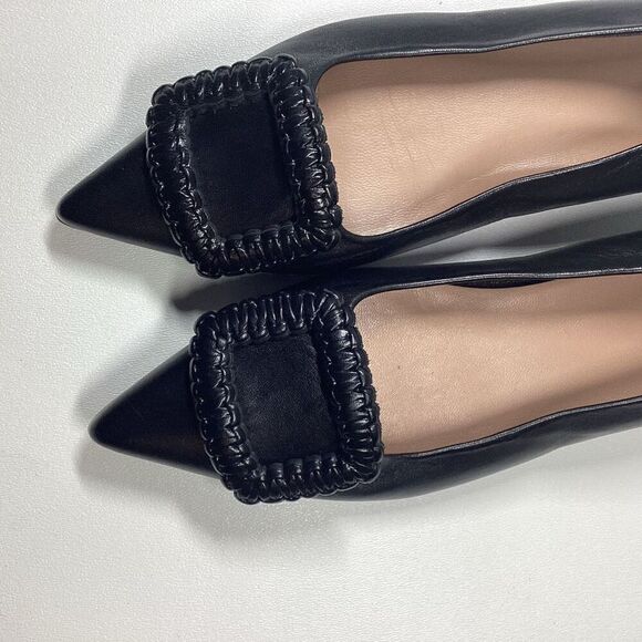 Aquatalia‎ Adorned Black Woven Leather Square Toe Flats Women’s Size 7 - Picture 16 of 16